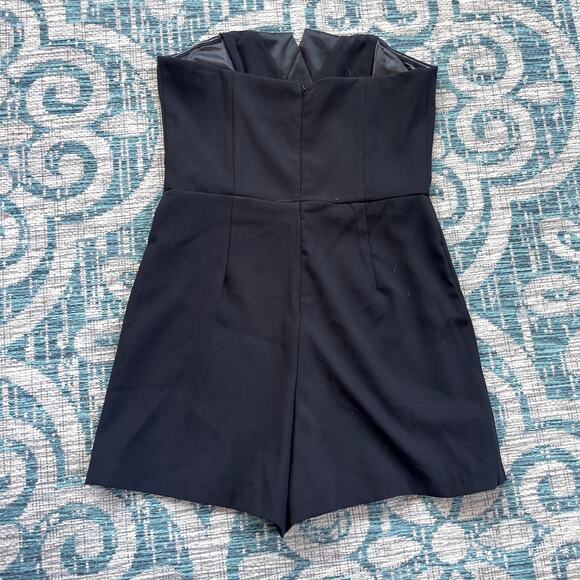 DO + BE Black Strapless Tuxedo Romper V-Neck Smocked Back‎ - Size M - Picture 4 of 10
